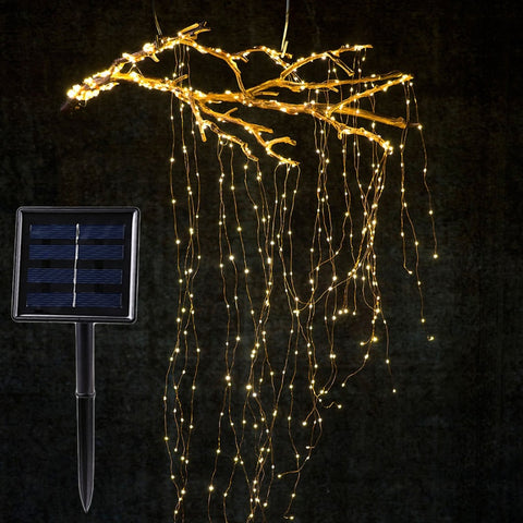 Solar Copper Led String Lights Outdoor 100 Led 200 Leds Waterfall