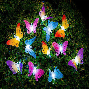 12 Led Solar Powered Butterfly Fiber Optic