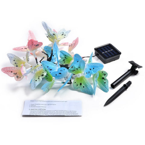 12 Led Solar Powered Butterfly Fiber Optic