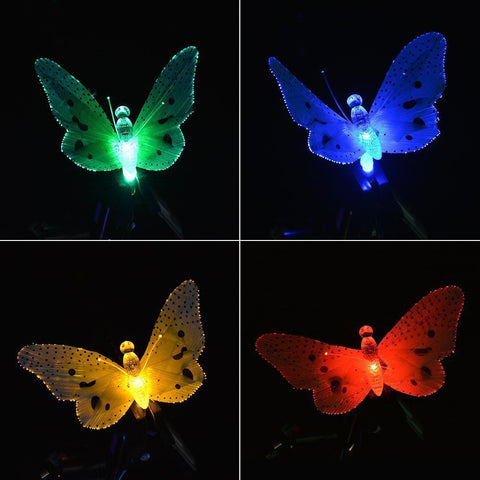 12 Led Solar Powered Butterfly Fiber Optic